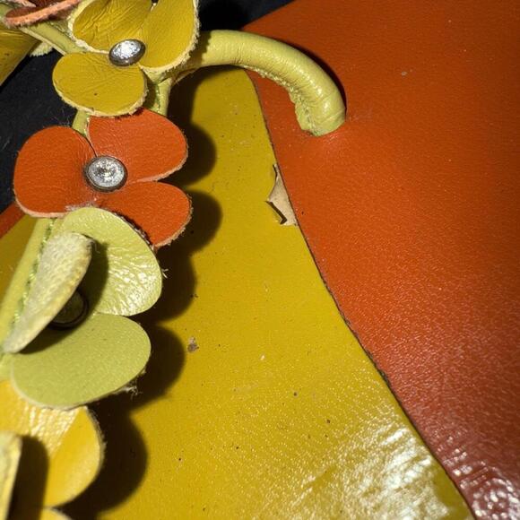 Moda Spana Orange Yellow Kitten Heel Flip Flop Floral Preppy Vintage Y2K Sz 6 - Picture 7 of 15